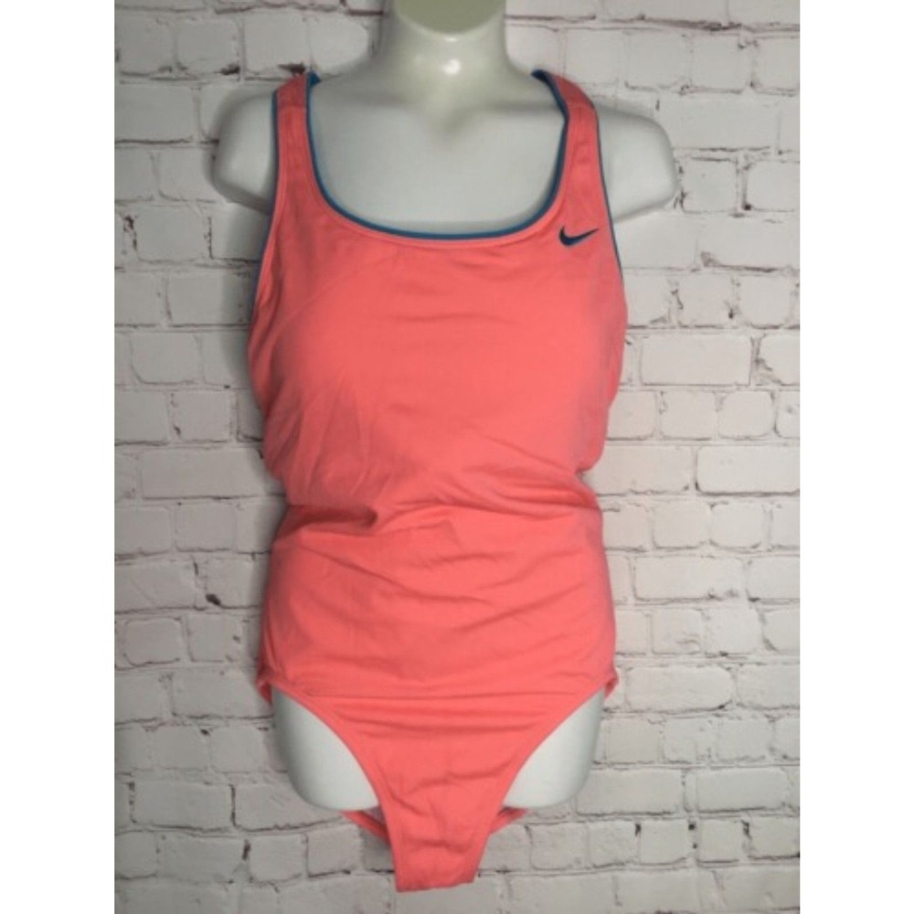 NWOT Nike Peach Pink Stretch Racerback One Piece Swimsuit Women L Vietnam